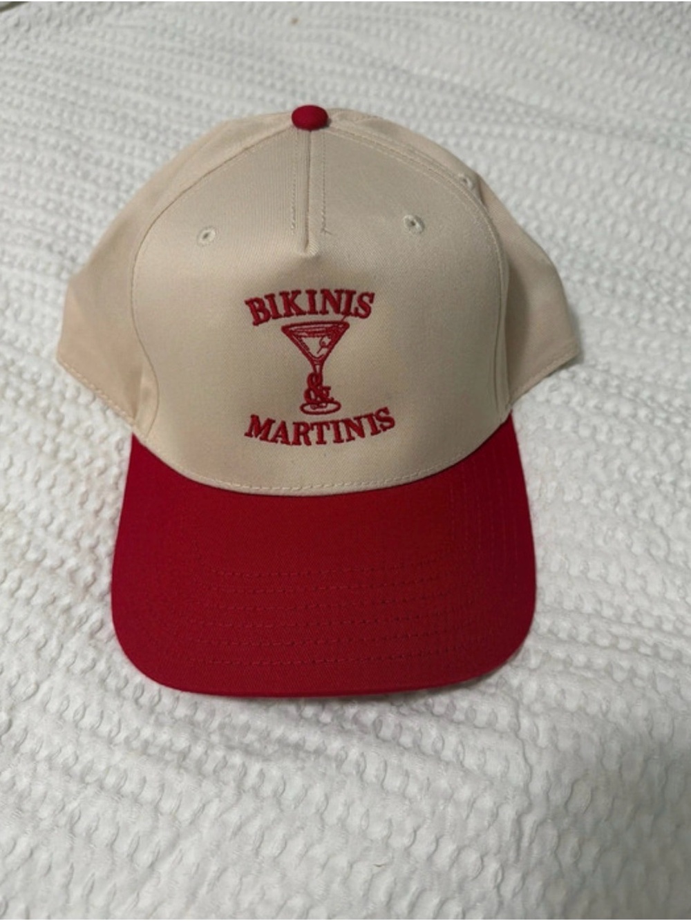 Bikinis & Martinis Two-Tone Baseball Cap - Cream and Red